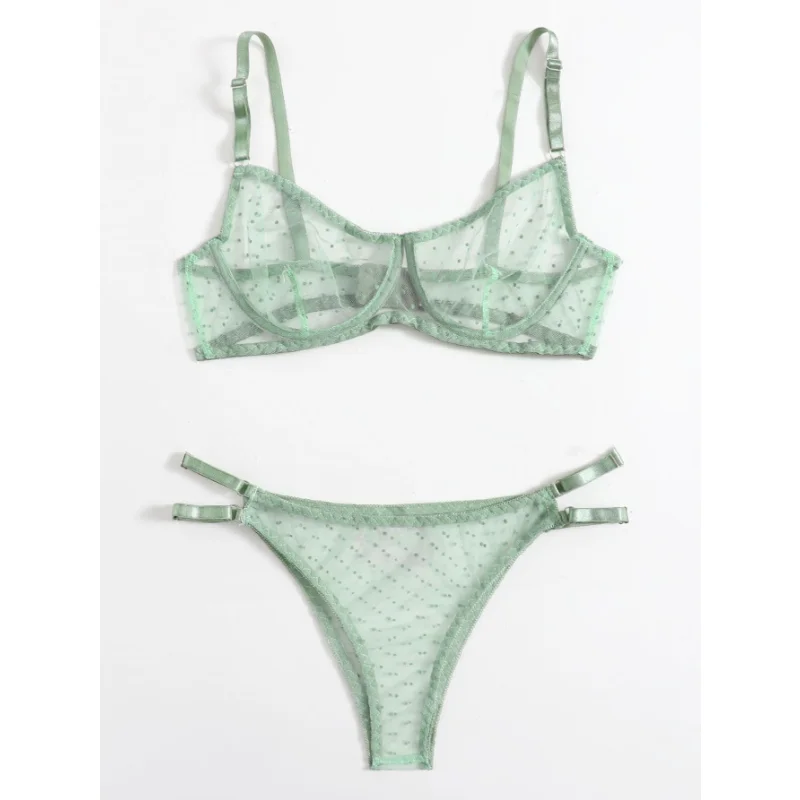 Dot Mesh Lace Lingerie Set Underwire See Through Brassiere Sexy Underwear Bra and Panty Transparent Intimate
Dot Mesh Lace Lingerie Set Underwire See Through Brassiere Sexy Underwear Bra and Panty Transparent Intimate