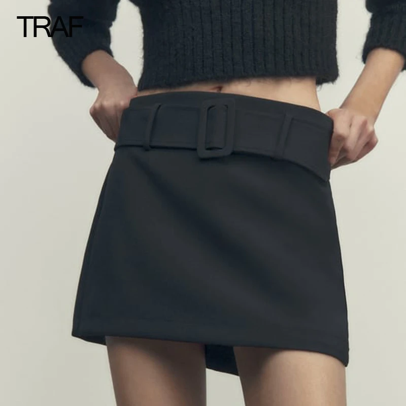 TRAF Black Mini Skirt Short Women Belt Low Waist Skirt With Shorts Woman Fashion Streetwear Women's Short Winter Elegant Shorts
TRAF Black Mini Skirt Short Women Belt Low Waist Skirt With Shorts Woman Fashion Streetwear Women's Short Winter Elegant Shorts