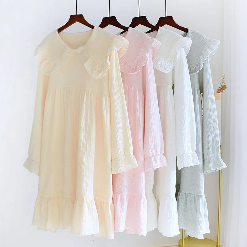 Big Lapel Nightgown Pullover Nightdress Cotton Long Sleeves Spring/Autumn Thin Soft Double Seersucker Girl Mid-length Sleepshirt
Big Lapel Nightgown Pullover Nightdress Cotton Long Sleeves Spring/Autumn Thin Soft Double Seersucker Girl Mid-length Sleepshirt