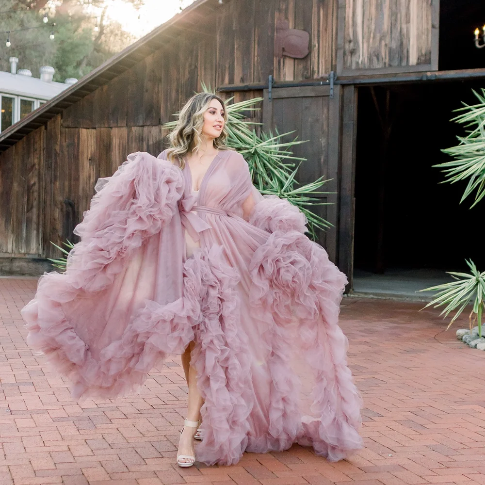 Fancy A Line Prom Dresses for Women Sexy Bathrobe Gowns Tiered Ruffles Evening Photo Shoot Dress Party vestido de novia
Fancy A Line Prom Dresses for Women Sexy Bathrobe Gowns Tiered Ruffles Evening Photo Shoot Dress Party vestido de novia