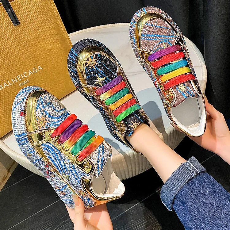 New Spring Women Sneakers Fashion Rhinestones Thick Sole Sports Shoes for Youth School Shoes Crystal Silver Platform Sneakers
New Spring Women Sneakers Fashion Rhinestones Thick Sole Sports Shoes for Youth School Shoes Crystal Silver Platform Sneakers