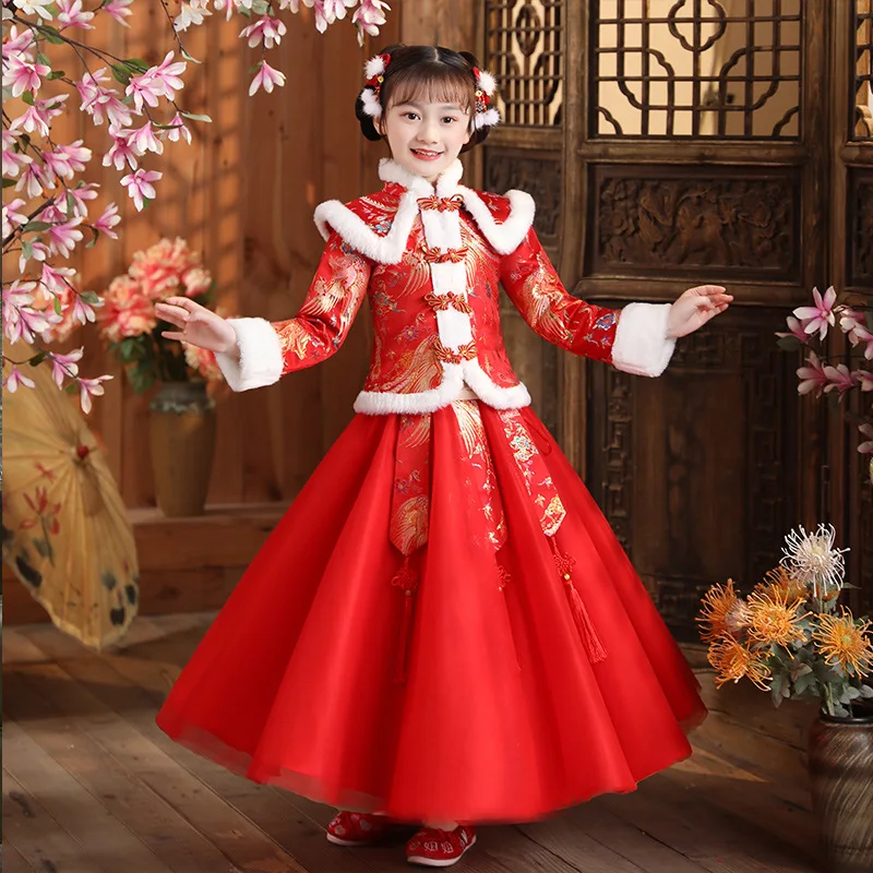 Girls' New Year's Eve Suit Chinese Style Middle and Older Children Winter Thickening Cheongsam Dress Hanfu Princess Dress
Girls' New Year's Eve Suit Chinese Style Middle and Older Children Winter Thickening Cheongsam Dress Hanfu Princess Dress