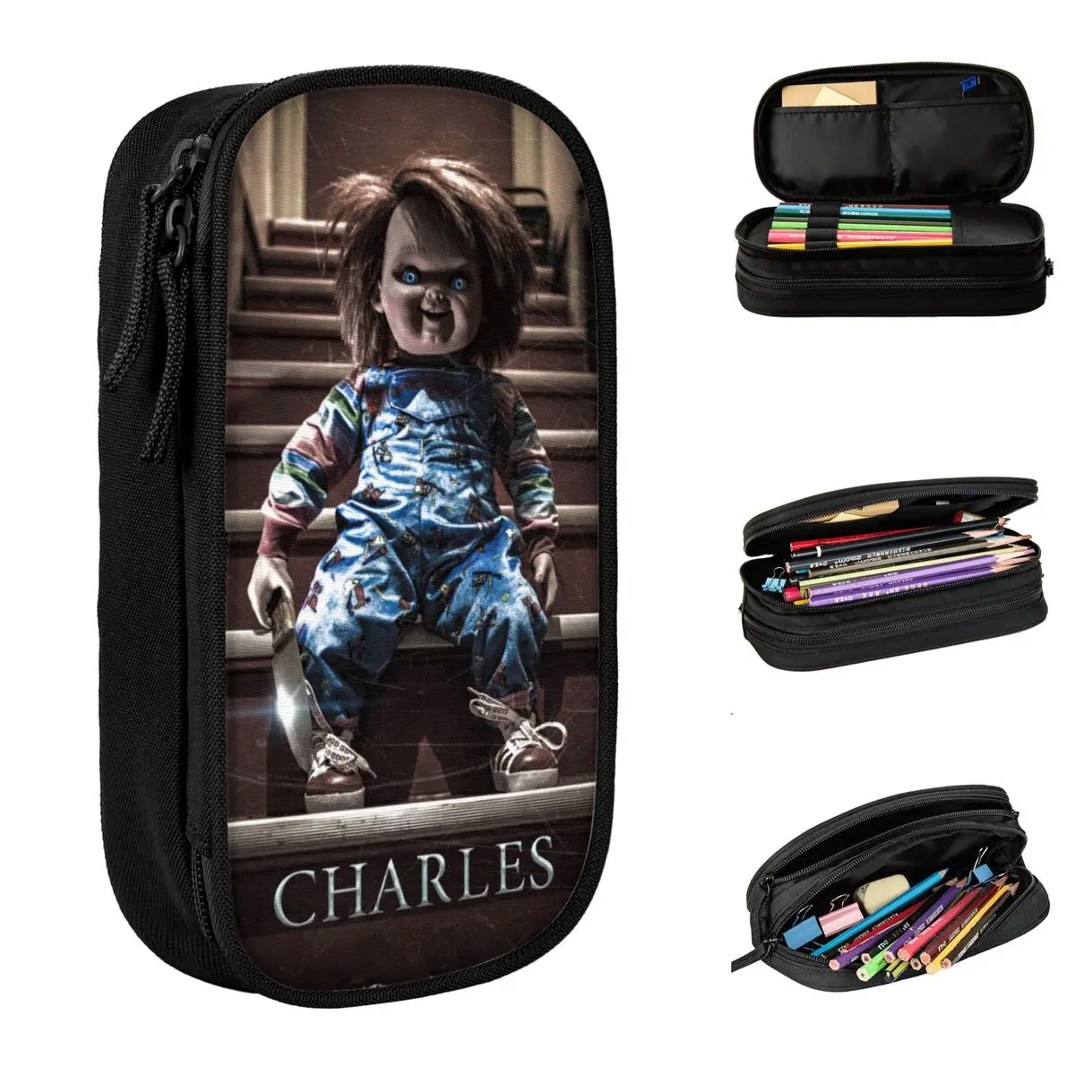 Halloween Chucky Pencil Cases Horror Movie Pencil Pouch Pen Holder for Girl Boy Large Storage Bags School Gifts Stationery
Halloween Chucky Pencil Cases Horror Movie Pencil Pouch Pen Holder for Girl Boy Large Storage Bags School Gifts Stationery
