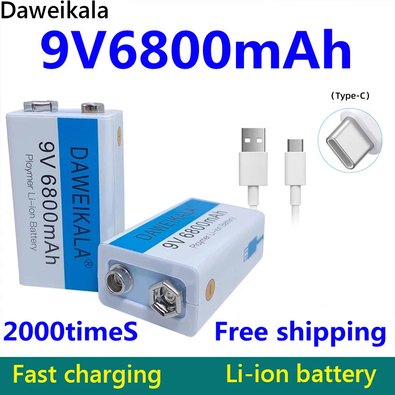 New 9V 6800mAh Li-ion Rechargeable Battery Micro USB Batteries 9V Lithium for Multimeter Microphone Toy Remote Control KTV Use
New 9V 6800mAh Li-ion Rechargeable Battery Micro USB Batteries 9V Lithium for Multimeter Microphone Toy Remote Control KTV Use