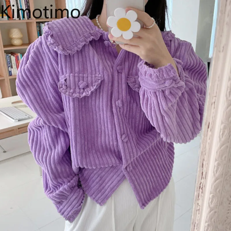 Kimotimo Elegant Velvet Shirt Coat Women Korean Chic Sweet Peter Pan Collar Loose Tops 2022 Spring Puff Sleeve All-match Blouse
Kimotimo Elegant Velvet Shirt Coat Women Korean Chic Sweet Peter Pan Collar Loose Tops 2022 Spring Puff Sleeve All-match Blouse