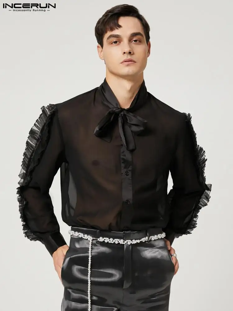 INCERUN Tops 2022 American Style Men's Mesh Bow Tie Stitching Blouse Casual See-through Gathered Long-sleeved Thin Shirts S-5XL
INCERUN Tops 2022 American Style Men's Mesh Bow Tie Stitching Blouse Casual See-through Gathered Long-sleeved Thin Shirts S-5XL