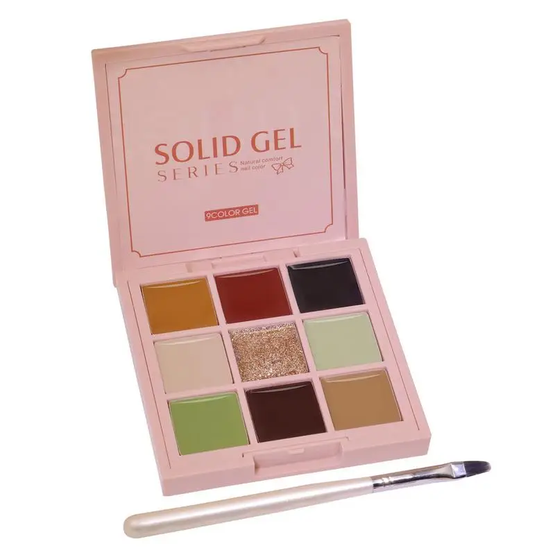 Solid Canned Nail Gel Palette Kit With Brush For Design Salon Semi-Permanent UV Gel Varnishes 9 Colors Set
Solid Canned Nail Gel Palette Kit With Brush For Design Salon Semi-Permanent UV Gel Varnishes 9 Colors Set