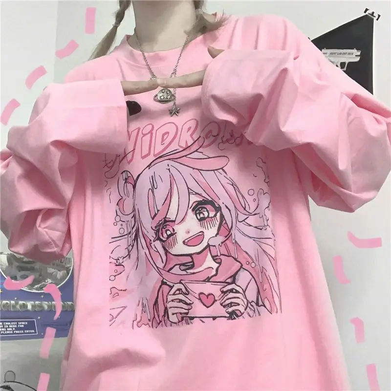 Hikigawa Early Autumn Japanese Cartoon Print Loose T-shirts Casual O Neck Chic Fashion Tops Women Long Sleeve Sweet Tops Mujer
Hikigawa Early Autumn Japanese Cartoon Print Loose T-shirts Casual O Neck Chic Fashion Tops Women Long Sleeve Sweet Tops Mujer