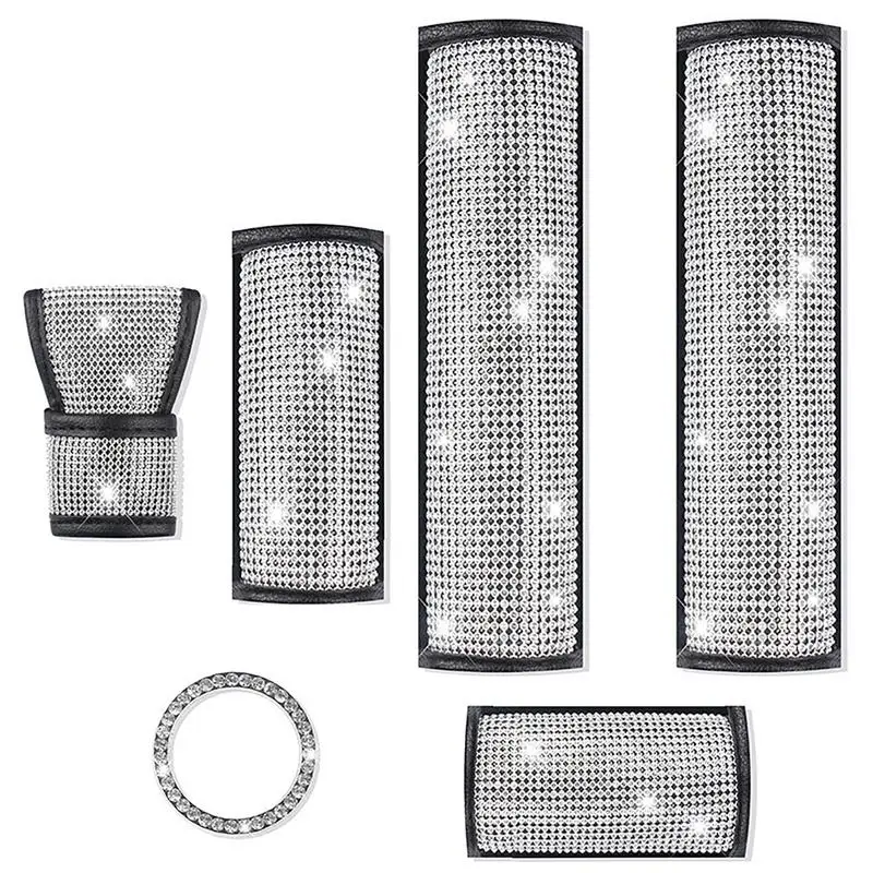 6pcs Auto Shift Gear Cover Handbrake Cover Shoulderpad Luster Crystal Car Knob Gear Protector Rhinestone Car Decor Accessories
6pcs Auto Shift Gear Cover Handbrake Cover Shoulderpad Luster Crystal Car Knob Gear Protector Rhinestone Car Decor Accessories