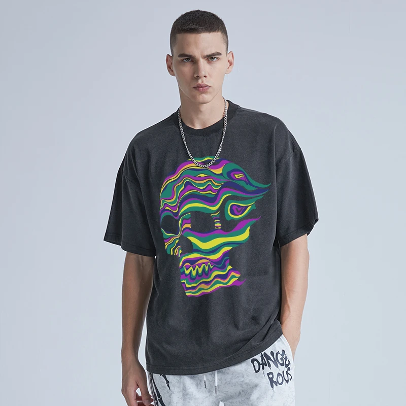 Washed T-Shirts High Street Fashion Half-Sleeve Shirts Unisex Vintage Colorful Skull Graphic Casual Loose Tops
Washed T-Shirts High Street Fashion Half-Sleeve Shirts Unisex Vintage Colorful Skull Graphic Casual Loose Tops