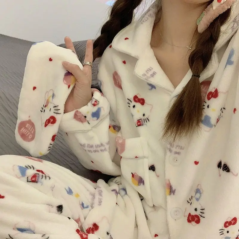 Kawaii Sanrio Hello Kitty Kuromi Cinnamoroll Pochacco Linabell Coral Velvet Pajamas Flannel Household Clothes Thicken For Girl
Kawaii Sanrio Hello Kitty Kuromi Cinnamoroll Pochacco Linabell Coral Velvet Pajamas Flannel Household Clothes Thicken For Girl