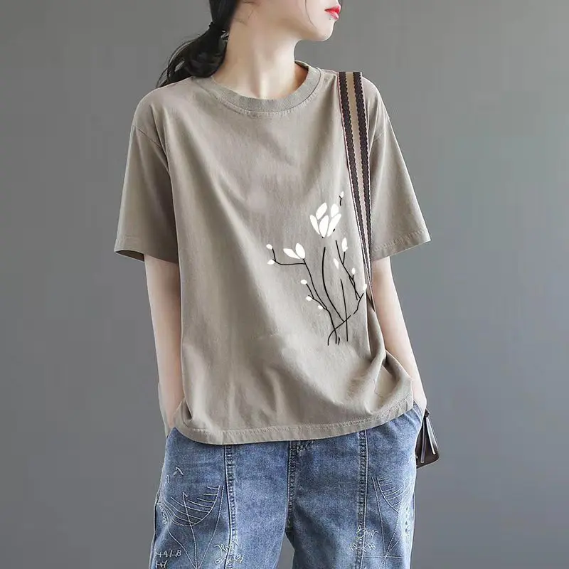 Cotton Large Women T-shirt Summer Loose Short Sleeve Streetwear Fashion Top Versatile Casual T-shirt for Women Y2k Top
Cotton Large Women T-shirt Summer Loose Short Sleeve Streetwear Fashion Top Versatile Casual T-shirt for Women Y2k Top