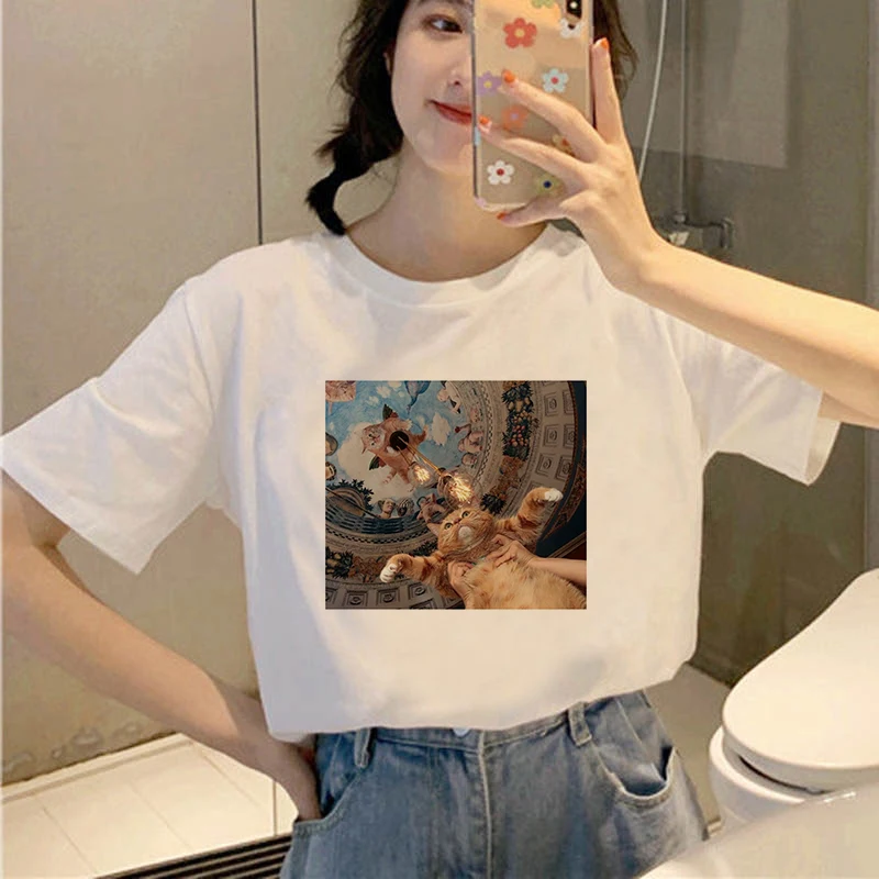 Oil Painting Cat Graphic Women T Shirt Ullzang Cute Aesthetic T-shirt Oversized Funny Cartoon T Shirt Cats Meow Top Tee Female
Oil Painting Cat Graphic Women T Shirt Ullzang Cute Aesthetic T-shirt Oversized Funny Cartoon T Shirt Cats Meow Top Tee Female