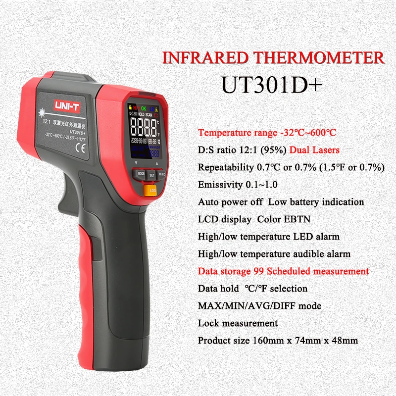 UNI-T UT301A+/301C+/301D+ Бесконтактный инфракрасный термометр
UNI-T UT301A+/301C+/301D+ Бесконтактный инфракрасный термометр