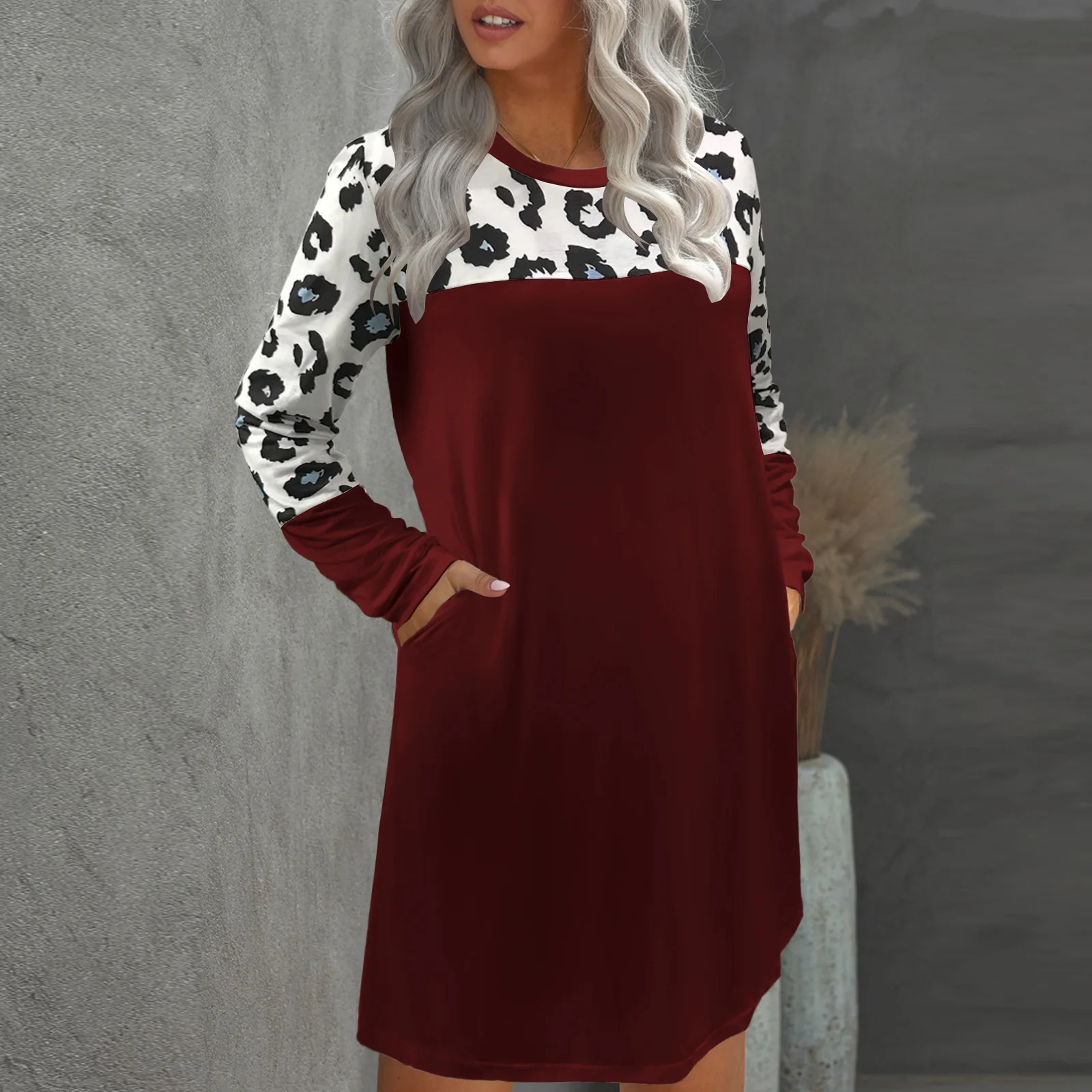Autumn Long Sleeve Dress With Pockets Women Daily All-match Casual Loose Dress New Leopard Print Splice Slim Mini Dress Vestidos
Autumn Long Sleeve Dress With Pockets Women Daily All-match Casual Loose Dress New Leopard Print Splice Slim Mini Dress Vestidos