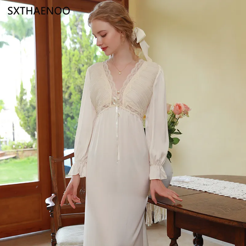 Ночнушка SXTHAENOO Женская длинная, французская Однотонная ночная рубашка с длинным рукавом, милая одежда для сна принцессы, свободная Ночная р...
Ночнушка SXTHAENOO Женская длинная, французская Однотонная ночная рубашка с длинным рукавом, милая одежда для сна принцессы, свободная Ночная р...