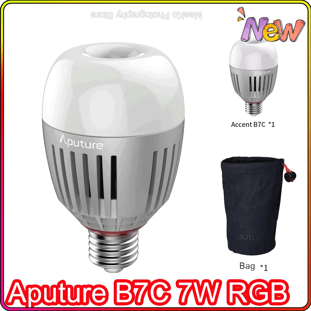 

Aputure Accent B7C 7W RGBWW LED Smart Light Bulb 2000k-10000K Adjustable 0-100% Stepless Dimming App Control Photography lights