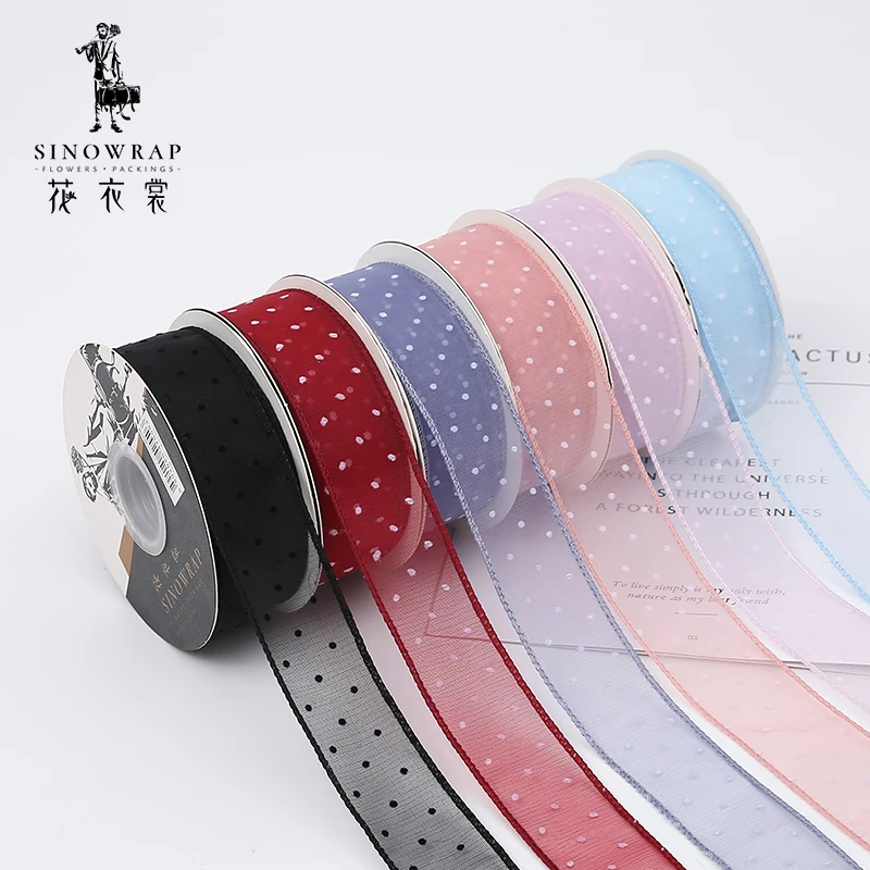 Sinowrap New Arrival Polka Dot Printed Yarn Ribbon for Flower Wrapping Colored Mesh Ribbon Hot Sale Decoration Ribbons for Party
Sinowrap New Arrival Polka Dot Printed Yarn Ribbon for Flower Wrapping Colored Mesh Ribbon Hot Sale Decoration Ribbons for Party