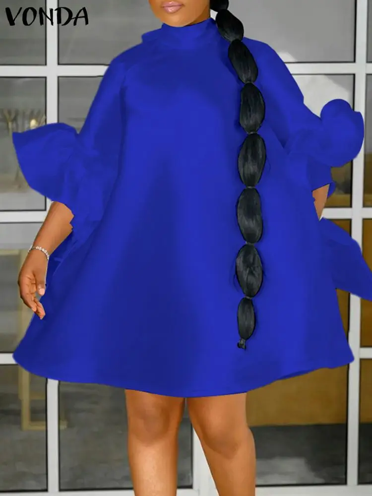 VONDA Oversize Women Summer 3/4 Sleeve Holiday A-Line Robe Stylish Short Sleeve Party Vestidos Female Stand Collar Ruffled Dress
VONDA Oversize Women Summer 3/4 Sleeve Holiday A-Line Robe Stylish Short Sleeve Party Vestidos Female Stand Collar Ruffled Dress