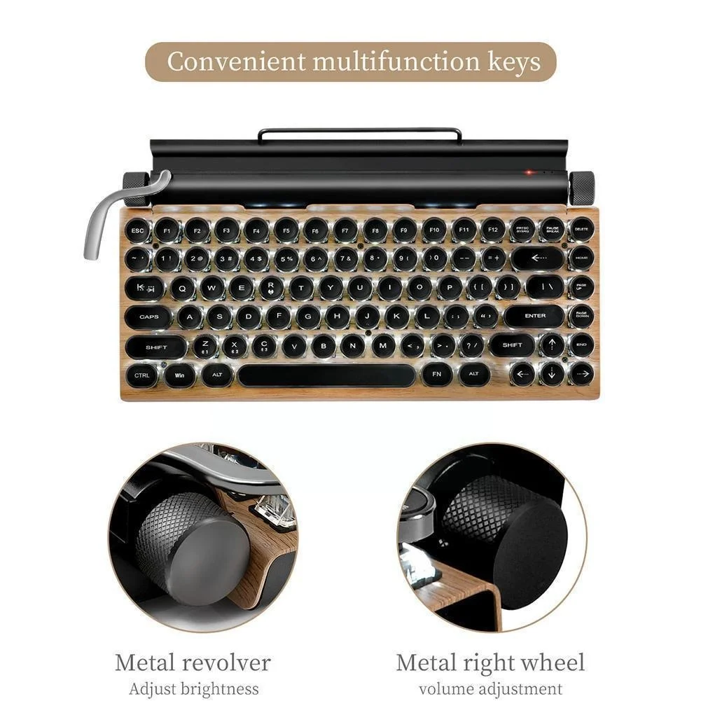 Retro Typewriter Keyboard 83 Keys Wireless Bluetooth Rgb Colorful Backlight Mechanical For Cellphone Tablet La
Retro Typewriter Keyboard 83 Keys Wireless Bluetooth Rgb Colorful Backlight Mechanical For Cellphone Tablet La
