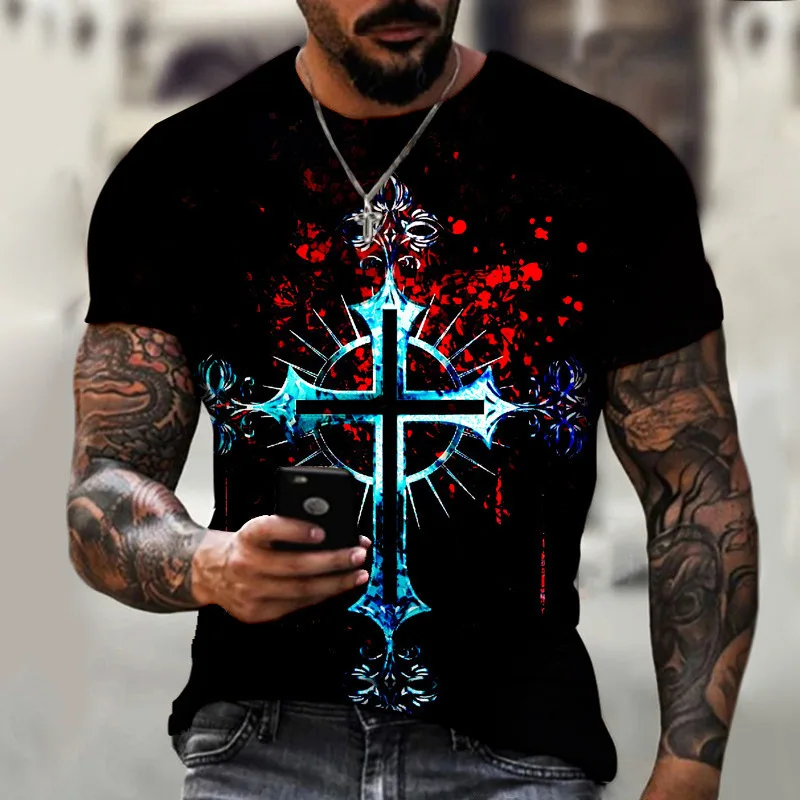 2023 Men's printed color cross pattern 3DT short-sleeved T-shirt summer casual sweatshirt men's short-sleeved top
2023 Men's printed color cross pattern 3DT short-sleeved T-shirt summer casual sweatshirt men's short-sleeved top