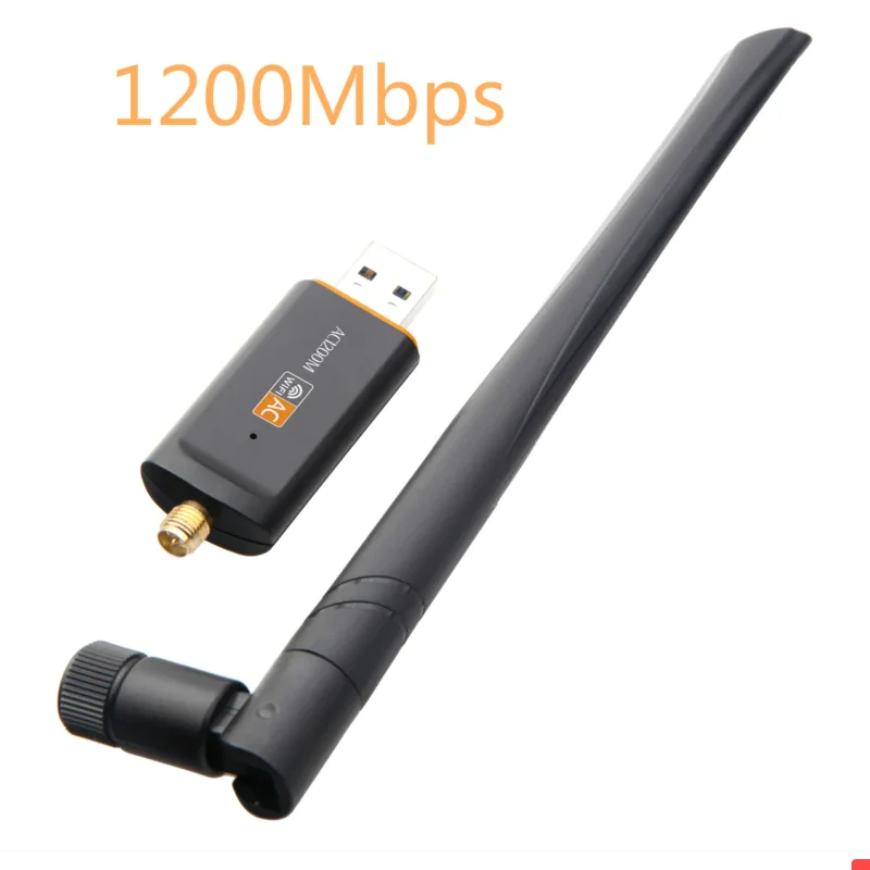 

USB WiFi Adapter AC1200M Dongle 802.11ac Wireless Network Dual Band 2.4GHz/5Ghz High Gain 5dBi Antenna for Windows MAC OS Linux
