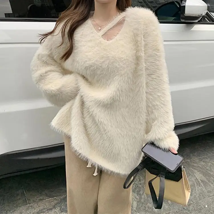 Женский свитер с длинным рукавом и круглым вырезом, на осень/зиму 
Женский свитер с длинным рукавом и круглым вырезом, на осень/зиму