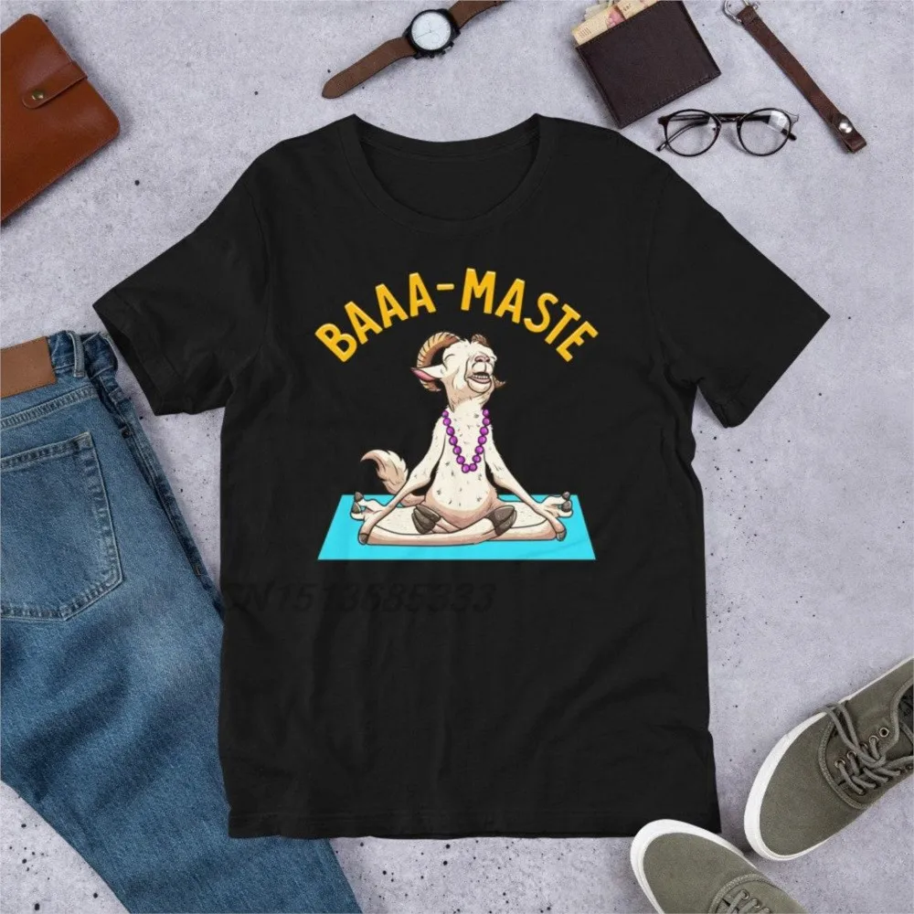 

Забавные мужские футболки для йоги, козы дзен АФ, мужские футболки с надписью Baa-maste Namaste, духовная медитация, мужские футболки, простые унисекс, чистый хлопок