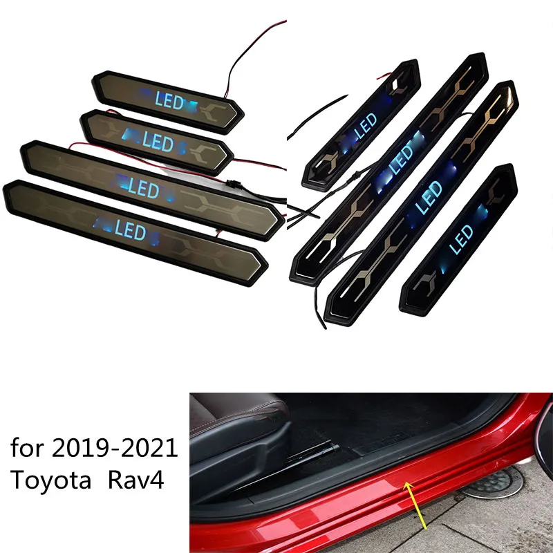For Toyota Rav4 Xa50 2019 2020 2021 Auto Door Sill Plate Trim Stainless Steel LED Threshold Kick Pedal Scuff Sticker H 
For Toyota Rav4 Xa50 2019 2020 2021 Auto Door Sill Plate Trim Stainless Steel LED Threshold Kick Pedal Scuff Sticker H