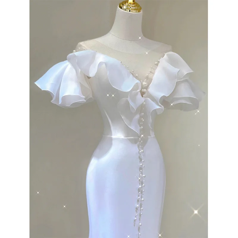 Женское длинное атласное платье-русалка, белое вечернее платье для свадебных торжеств и выпускного вечера, 2019
Женское длинное атласное платье-русалка, белое вечернее платье для свадебных торжеств и выпускного вечера, 2019