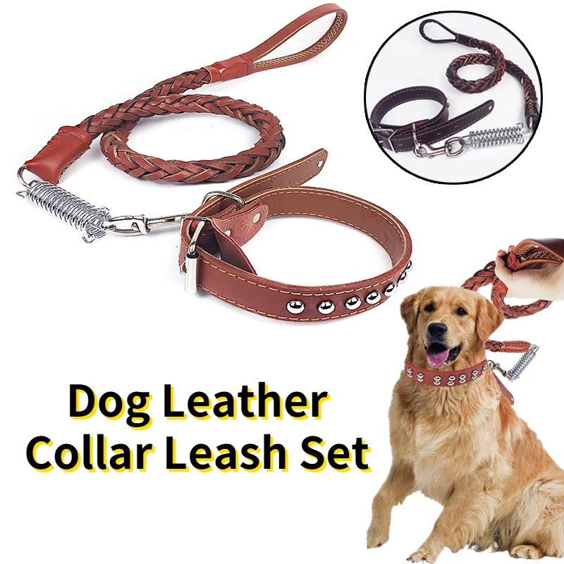 S/M/L Durable Leather Braided Dog Collar and Leash Set for Medium Large Dog Walking Training Leash
S/M/L Durable Leather Braided Dog Collar and Leash Set for Medium Large Dog Walking Training Leash
