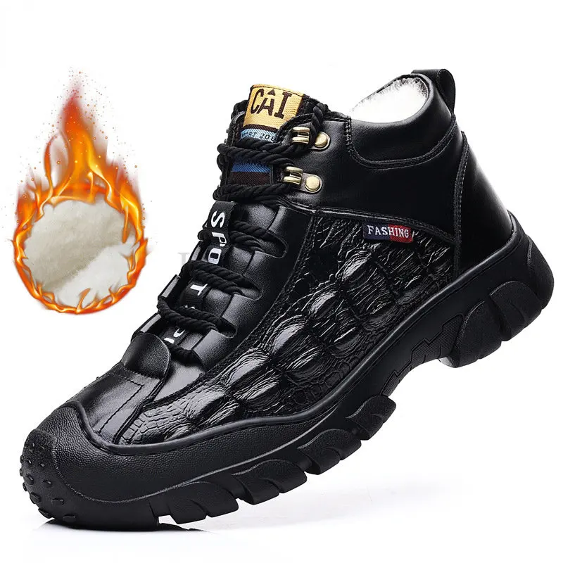 Men Leather Boots Wool Fur Thick Composite Sole Casual Cotton Shoes Men Cowhide Leather Designer Outdoors Ankle Boots
Men Leather Boots Wool Fur Thick Composite Sole Casual Cotton Shoes Men Cowhide Leather Designer Outdoors Ankle Boots