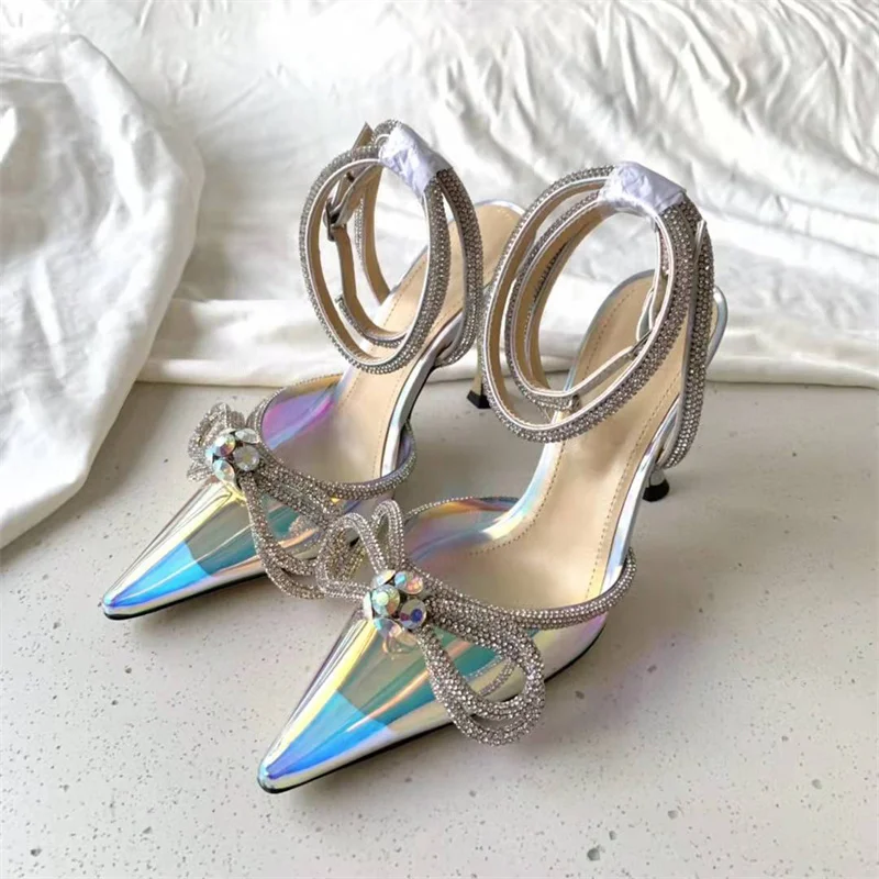 New Pointed Toe Satin High Heel Pumps Women Crystal Bow-Knot Decor Ankle Cross Strap PVC Sandals Female Sexy Wedding Shoes Woman
New Pointed Toe Satin High Heel Pumps Women Crystal Bow-Knot Decor Ankle Cross Strap PVC Sandals Female Sexy Wedding Shoes Woman