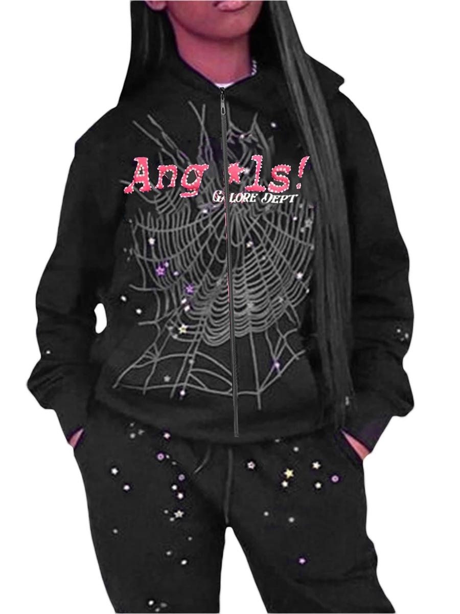 Women's Full Zip Hoodies Fashion Spider Web Letter Print Long Sleeve Oversized Sweatshirts Streetwear
Women's Full Zip Hoodies Fashion Spider Web Letter Print Long Sleeve Oversized Sweatshirts Streetwear