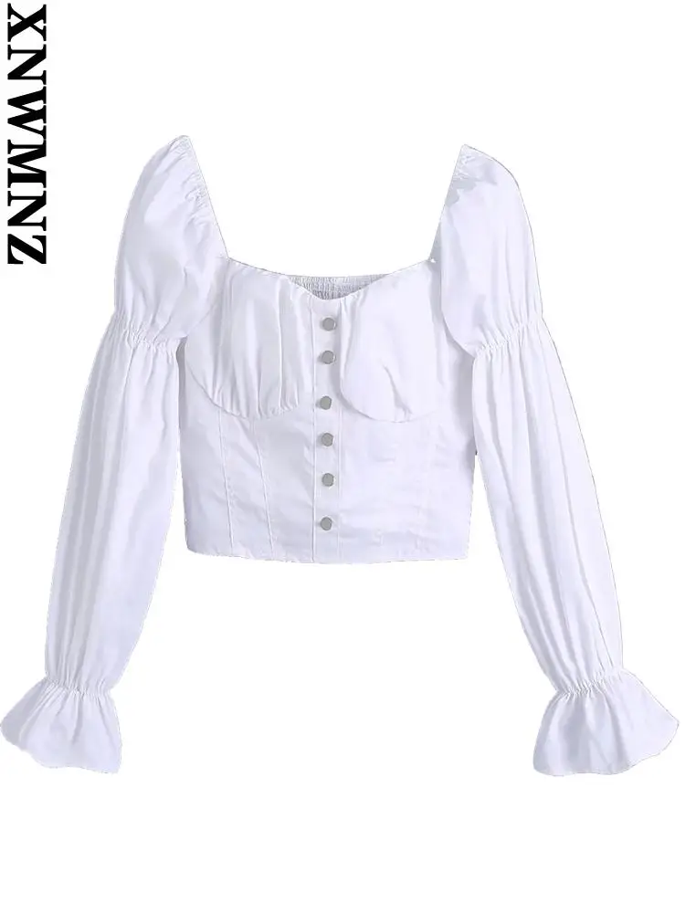 XNWMNZ Women 2022 French elegant fashion folds strapless crop blouses vintage puff sleeve female shirts blusas chic tops White
XNWMNZ Women 2022 French elegant fashion folds strapless crop blouses vintage puff sleeve female shirts blusas chic tops White