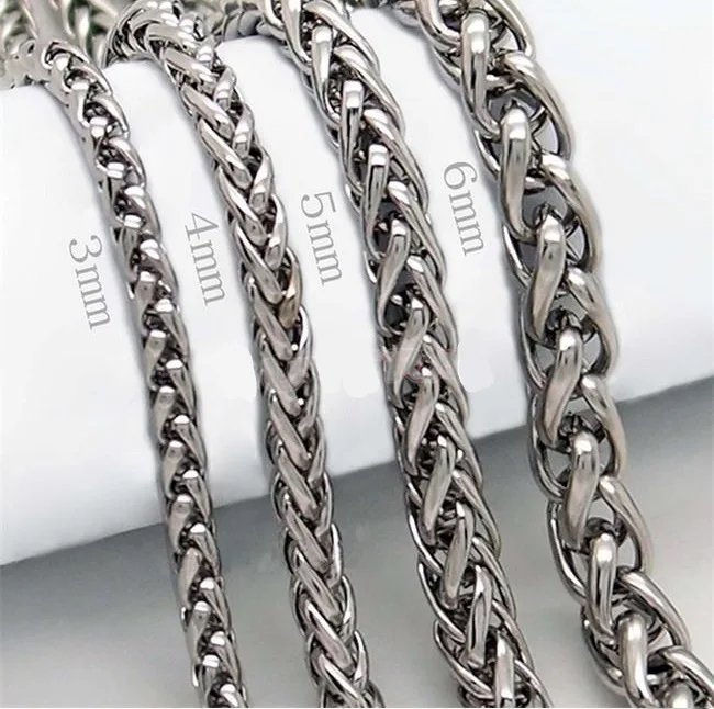 Men Necklace Stainless Steel Boys Jewelry Hip Hop 18cm-80cm Braided Link Wheat Chain Necklace Women punk rock biker Gift
Men Necklace Stainless Steel Boys Jewelry Hip Hop 18cm-80cm Braided Link Wheat Chain Necklace Women punk rock biker Gift