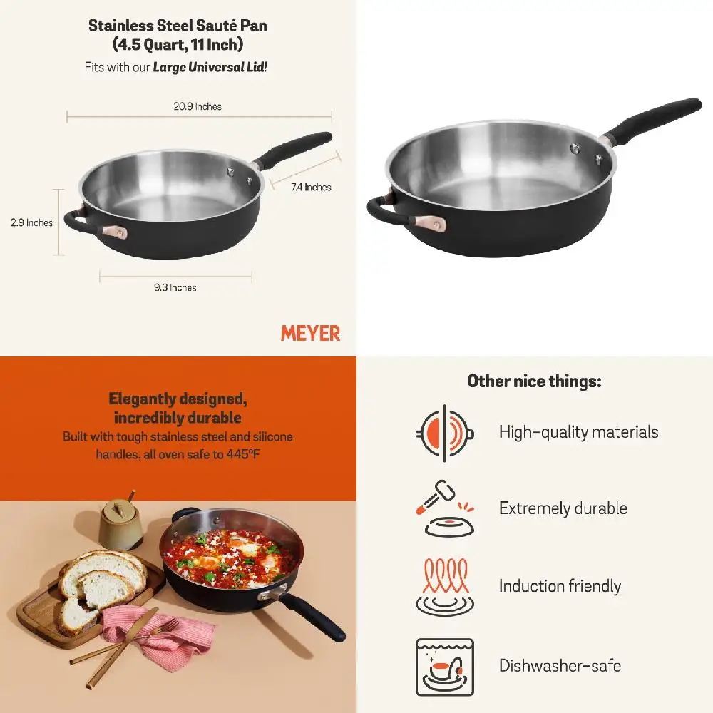Brand-New & Gorgeous Black Series 4.5-Quart Matte Stainless Steel Sauté Pan, Perfect for Everyday Cooking & Food Preparation.
Brand-New & Gorgeous Black Series 4.5-Quart Matte Stainless Steel Sauté Pan, Perfect for Everyday Cooking & Food Preparation.