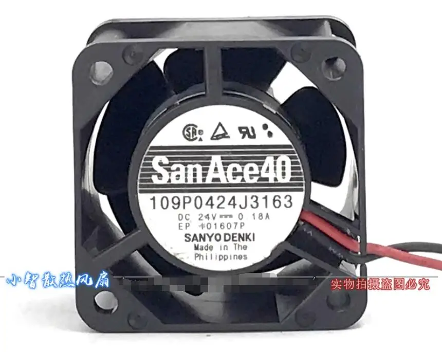 SANYO DENKI 109P0424J3163 DC 24V 0.18A 40x40x28mm 2-Wire Server Cooling Fan 
SANYO DENKI 109P0424J3163 DC 24V 0.18A 40x40x28mm 2-Wire Server Cooling Fan