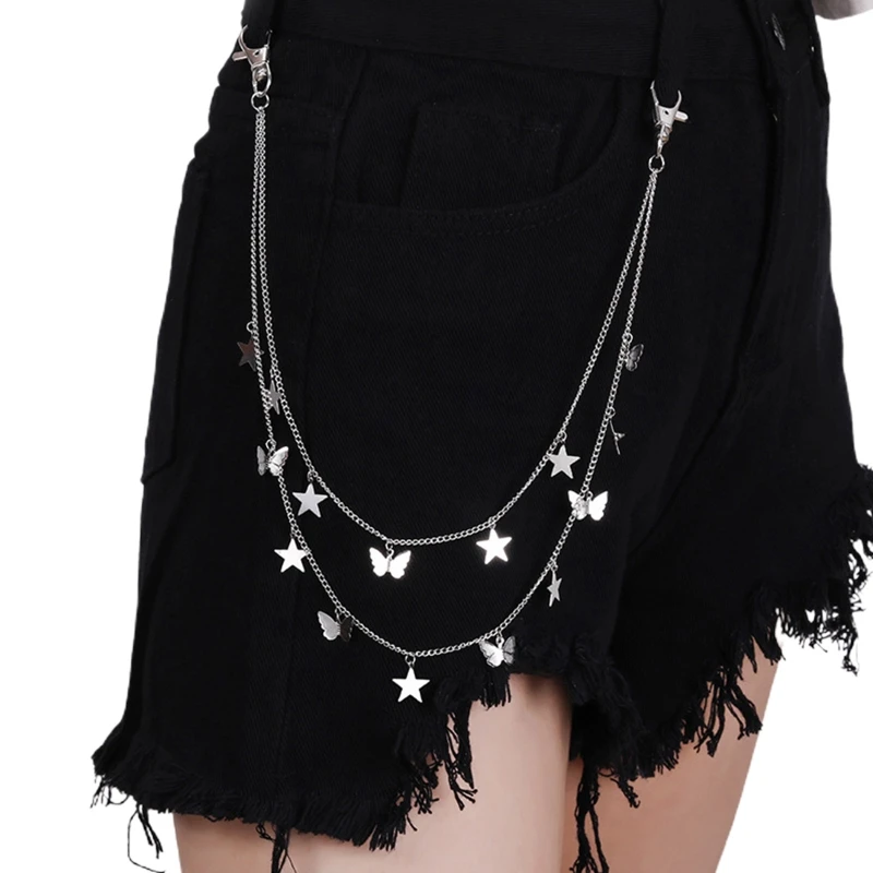 Women Double Layer Butterfly Star Chain 2022 Fashion Female Girls Skirts Pants Chain Wallet Pocket Chain with Lobster Clasps
Women Double Layer Butterfly Star Chain 2022 Fashion Female Girls Skirts Pants Chain Wallet Pocket Chain with Lobster Clasps