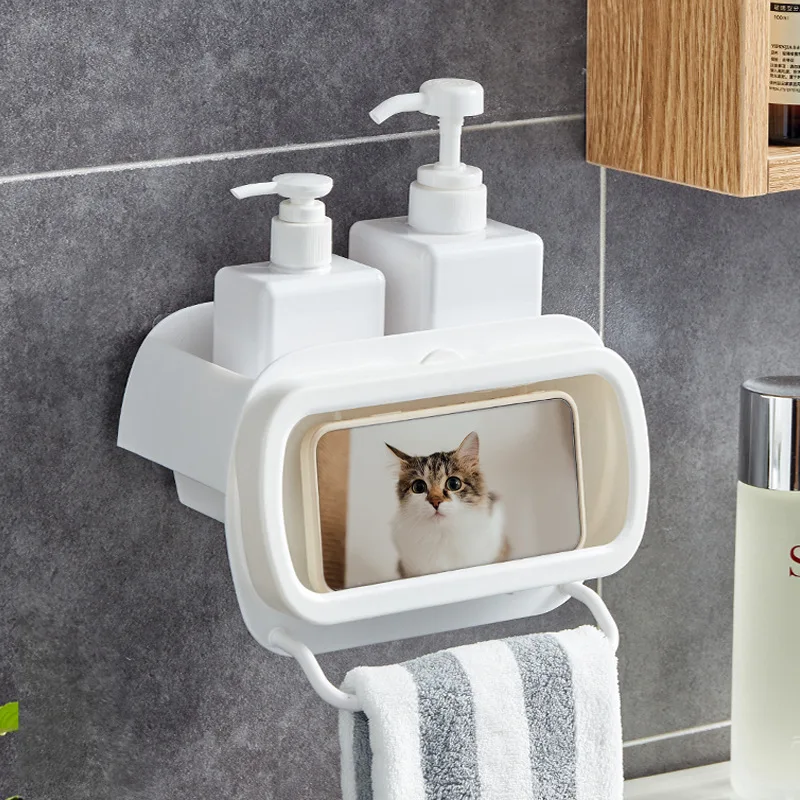 Wall-mounted Mobile Phone Storage Holder Drainable Home Kitchen Paper Spice Container Bathroom Shampoo Towel Organizer Shelf
Wall-mounted Mobile Phone Storage Holder Drainable Home Kitchen Paper Spice Container Bathroom Shampoo Towel Organizer Shelf