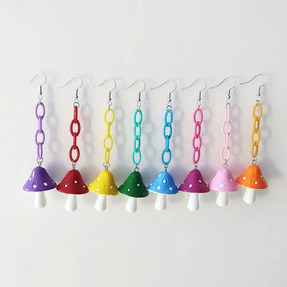Fashion Resin Mushroom Chain Drop Earrings for Women Girls Cute Colorful Plant Statement Earrings Wholesale Jewelry Gifts
Fashion Resin Mushroom Chain Drop Earrings for Women Girls Cute Colorful Plant Statement Earrings Wholesale Jewelry Gifts
