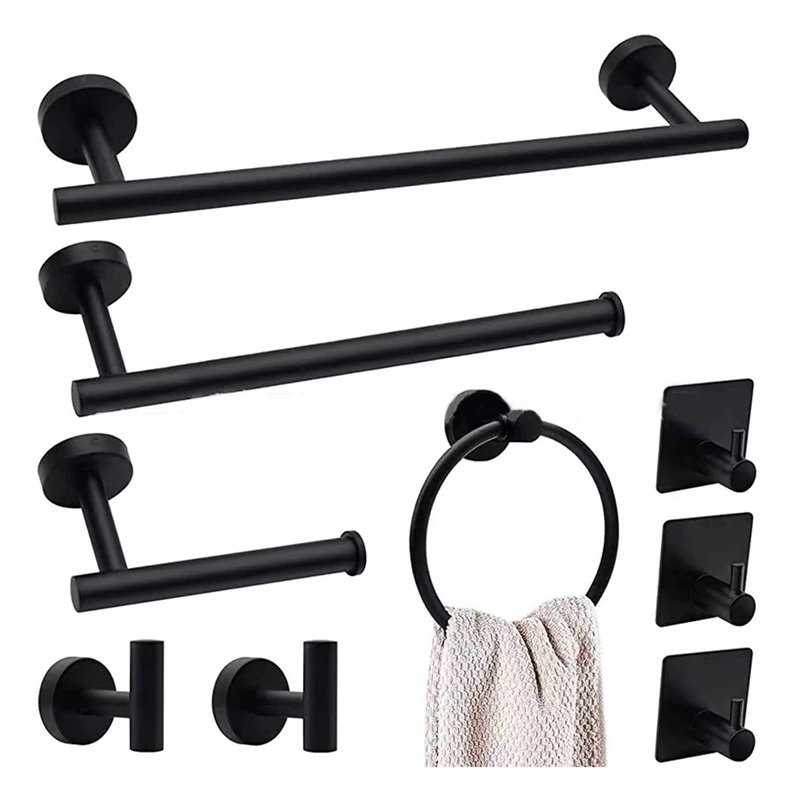 Towel Bar Set No Punch Coat Hook Set 9 Piece Black Bathroom Hardware Set Towel Bar Set Bathroom Wall Towel Rack
Towel Bar Set No Punch Coat Hook Set 9 Piece Black Bathroom Hardware Set Towel Bar Set Bathroom Wall Towel Rack