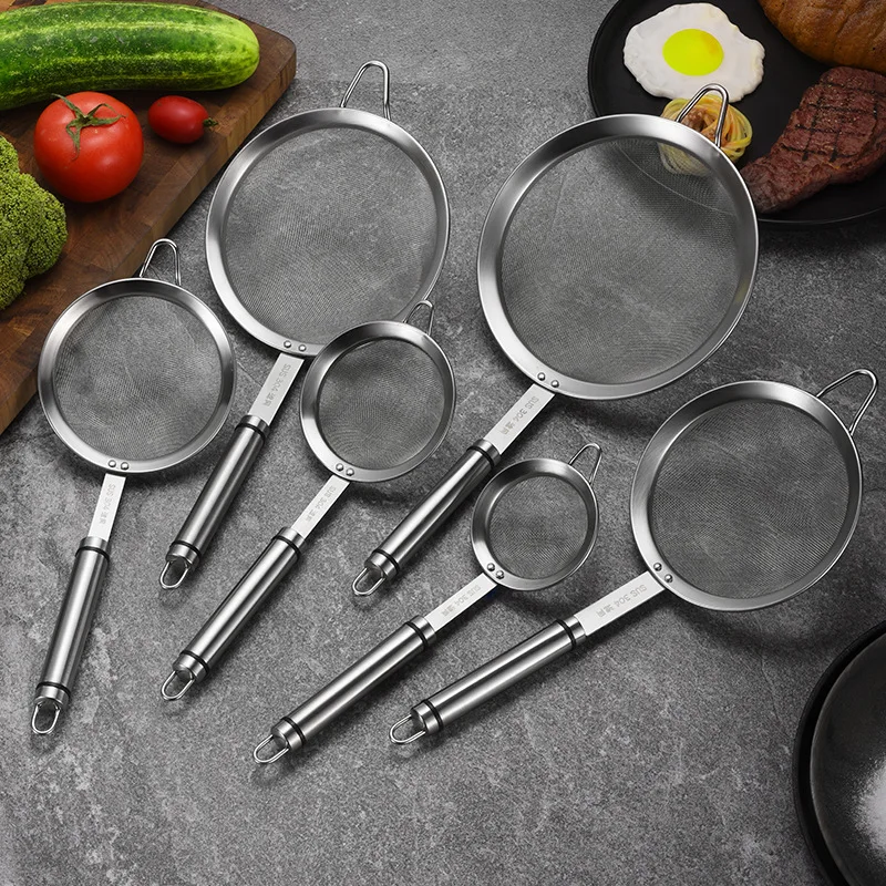 Stainless Steel Fine Mesh Sieve Oil Strainer Flour Colander DIY Kitchen Tools for Home Oil Filter Spoon Food Kitchen Accessories
Stainless Steel Fine Mesh Sieve Oil Strainer Flour Colander DIY Kitchen Tools for Home Oil Filter Spoon Food Kitchen Accessories