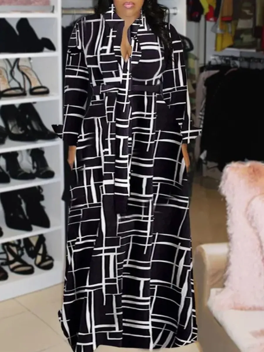 LW Plus Size Dresses Geometric Print Shirt Dress New Spring Autumn Fashion Long Sleeve Dress Women Simple Casual Long Dresses
LW Plus Size Dresses Geometric Print Shirt Dress New Spring Autumn Fashion Long Sleeve Dress Women Simple Casual Long Dresses