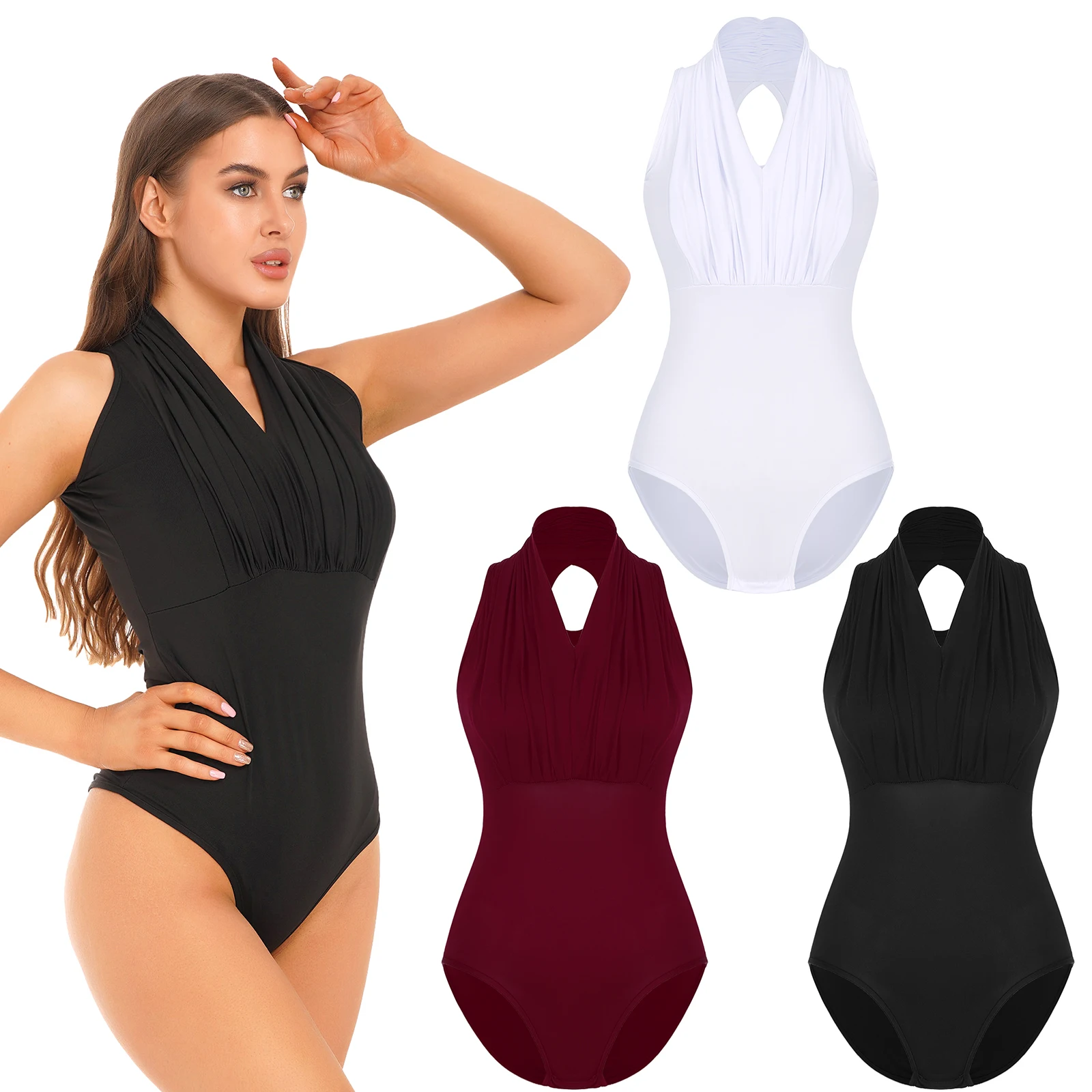 Womens Latin Dance Leotard Adult Samba Ballroom Dancing Training Stage Performance Costume Sleeveless Ruched Halter Bodysuit New
Womens Latin Dance Leotard Adult Samba Ballroom Dancing Training Stage Performance Costume Sleeveless Ruched Halter Bodysuit New