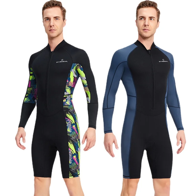 

Men's Wetsuits 1.5mm Neoprene Front Zip Long Sleeve Shorty Dive Skin Snorkeling Surfing Swimming Wetsuit