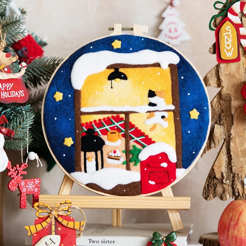 RUOPOTY Wool Painting Kits With Embroidery Frame Snow House Christmas Gift 20x20cm Handwork Needle Felting Painting For Home Art
RUOPOTY Wool Painting Kits With Embroidery Frame Snow House Christmas Gift 20x20cm Handwork Needle Felting Painting For Home Art