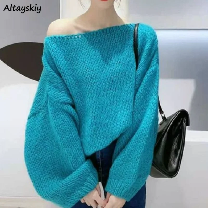 Slash Neck Pullovers Women Harajuku Y2k Clothes Sweaters Knitted Aesthetic Long Sleeve Baggy All-match Casual Свитер Женский New
Slash Neck Pullovers Women Harajuku Y2k Clothes Sweaters Knitted Aesthetic Long Sleeve Baggy All-match Casual Свитер Женский New