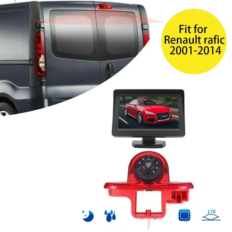170° Backup Rear View Camera Brake Light & 4.3Inch Monitor For Renault Trafic 2001-2014 Opel/Vaxhall Vivara Combo
170° Backup Rear View Camera Brake Light & 4.3Inch Monitor For Renault Trafic 2001-2014 Opel/Vaxhall Vivara Combo