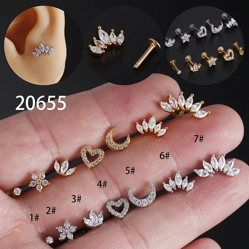 1PC YW New High Quality Flower Moon Crown Heart Zircon Body Piercing Jewelry Labret Piercing Ring For Man Woman
1PC YW New High Quality Flower Moon Crown Heart Zircon Body Piercing Jewelry Labret Piercing Ring For Man Woman